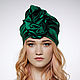 Emerald Green Silk turban hat hijab millinery, Caps, Moscow,  Фото №1