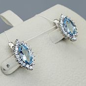 Украшения handmade. Livemaster - original item Silver earrings with blue topaz 12h6 mm. Handmade.