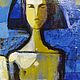 Nude painting Nude girl with a dog blue yellow tones. Pictures. paintmart (oikos). My Livemaster. Фото №5