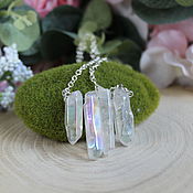 Украшения handmade. Livemaster - original item Crystal quartz pendant white clear rhinestone. Handmade.