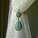 Длинные Серьги из бисера и камней  blue zircon "НЕРЕИДА". Серьги классические. Маргарита. Интернет-магазин Ярмарка Мастеров.  Фото №2