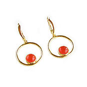 Украшения handmade. Livemaster - original item Jade earrings, orange earrings, gold circle earrings. Handmade.