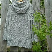 Sweater with braids knitting Winter forest