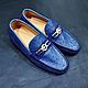 Men's moccasins, made of genuine ostrich leather and natural suede, Moccasins, St. Petersburg,  Фото №1
