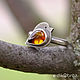 Ring silver Bird Robin, Baltic amber. Rings. dikoobraz. My Livemaster. Фото №5