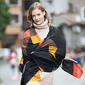 Аксессуары handmade. Livemaster - original item Cashmere scarf black yellow shawl for Women. Handmade.