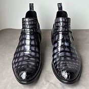 Обувь ручной работы handmade. Livemaster - original item Half-boots made of genuine crocodile leather, gray color.. Handmade.