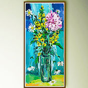 Картины и панно handmade. Livemaster - original item Painting Peonies Daisies Gift to a woman. Handmade.