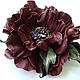 Leather flowers. Decoration brooch hairpin CHERRY. Burgundy flower. Brooches. Irina Vladi. Online shopping on My Livemaster.  Фото №2