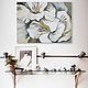 Белый гладиолус - 120х80см картина для интерьера лофт маслом, Картины, Санкт-Петербург,  Фото №1