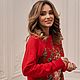 Свитшот красный в русском стиле. Свитшоты. Дизайнерские платья Valensia Atelier. Интернет-магазин Ярмарка Мастеров.  Фото №2