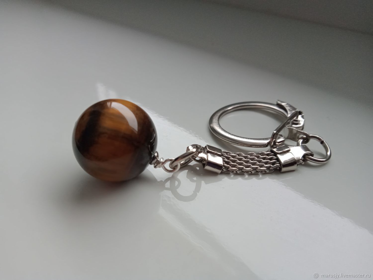 A keychain with a natural tiger eye is large! ball 16 mm, Key chain, Sergiev Posad,  Фото №1