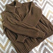 Одежда handmade. Livemaster - original item Handmade oversize sweater with braids made of natural yarn. Handmade.