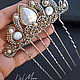 Pearl hair comb wedding 'White storm' No. №3. Comb. Del-moro. Online shopping on My Livemaster.  Фото №2