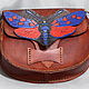 Поясная сумка "Бабочка" из натуральной кожи с гравировкой, Поясная сумка, Нешер,  Фото №1
