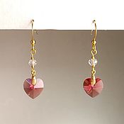 Украшения handmade. Livemaster - original item Earrings Hearts Swarovski Crystals Pink Hearts Earrings. Handmade.