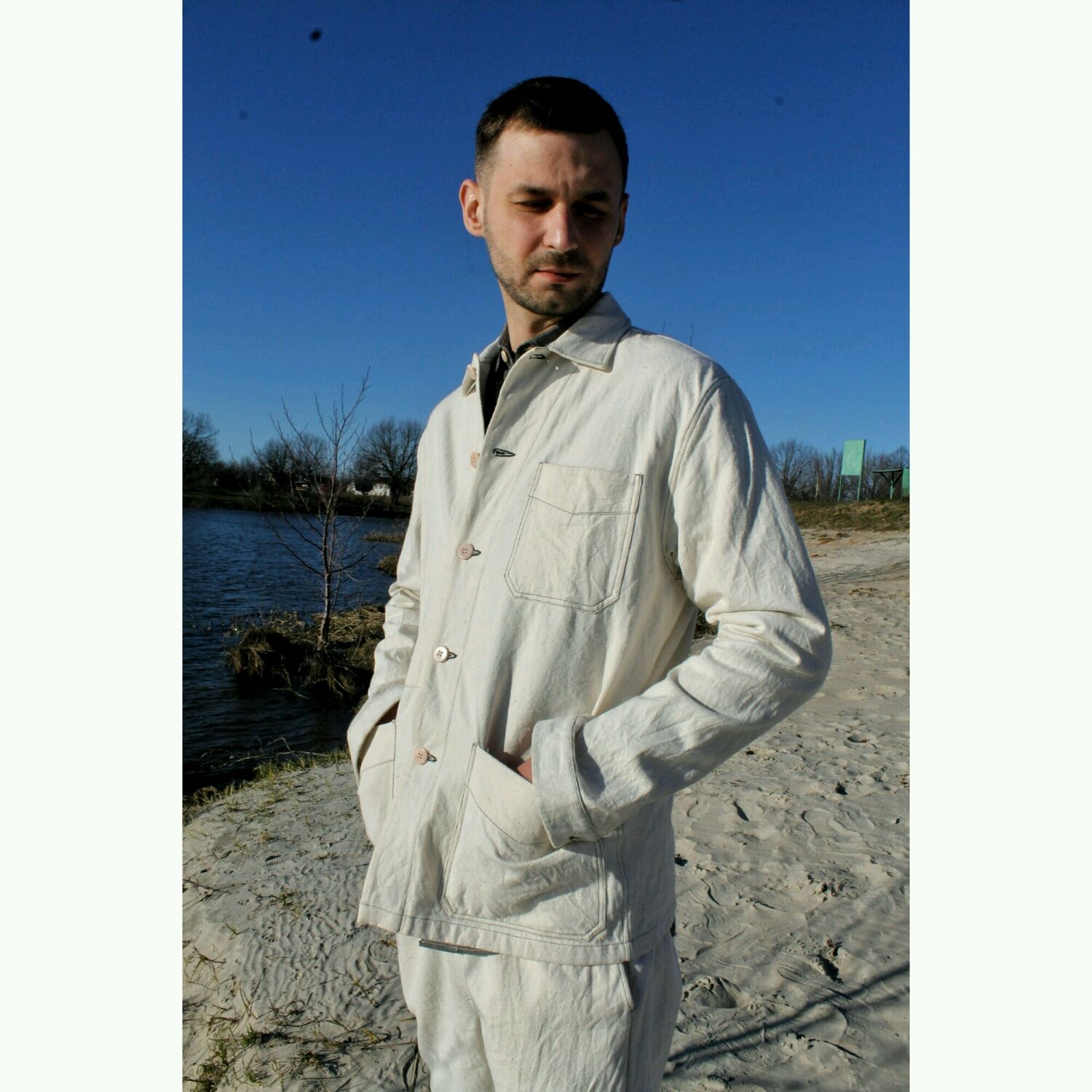 Куртка мужская из конопляного холста Hemp Canvas French Work Jacket в интернет-магазине Ярмарка Мастеров по цене 13900 ₽ – PDNLURU