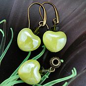 Украшения handmade. Livemaster - original item Love earrings and pendant with light green hearts. Handmade.