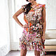 Dress of silk chiffon floral print, Dresses, Moscow,  Фото №1
