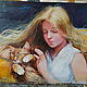  Оригинальная картина в раме девушка с котиком. Картины. SimanolyaArtStudio. Ярмарка Мастеров.  Фото №5