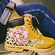 Painting customizing shoes. Timberland printed boots, Boots, Omsk,  Фото №1