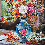 Картины и панно handmade. Livemaster - original item Oil painting with flowers Autumn bouquet Gift to a woman. Handmade.