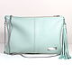 Mint Green Leather Crossbody Bag Small Clutch with Chain, Clutches, Moscow,  Фото №1