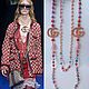 Бусы в стиле GUCCI Розовый с Бирюзовым в Золоте. Длинные бусы Гуччи. Бусы. ТКАНИ 'Дамское Счастье'. Интернет-магазин Ярмарка Мастеров.  Фото №2