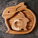 Детская деревянная тарелка "Кролик" из дуба. Детская посуда. Мануфактура Голубиных. Ярмарка Мастеров.  Фото №4