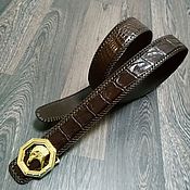 Аксессуары handmade. Livemaster - original item Belt made of genuine crocodile leather, in dark brown color!. Handmade.