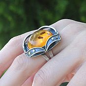 Украшения handmade. Livemaster - original item Ring with Baltic amber made of 925 silver ALS0015. Handmade.
