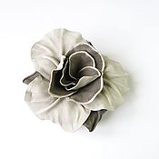 Украшения handmade. Livemaster - original item Brooch Rose Flower Leather Toupe Perl Ash Gray Beige. Handmade.