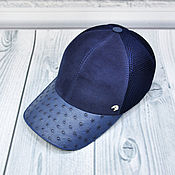 Аксессуары handmade. Livemaster - original item Baseball cap made of genuine ostrich leather, suede and mesh fabric.. Handmade.