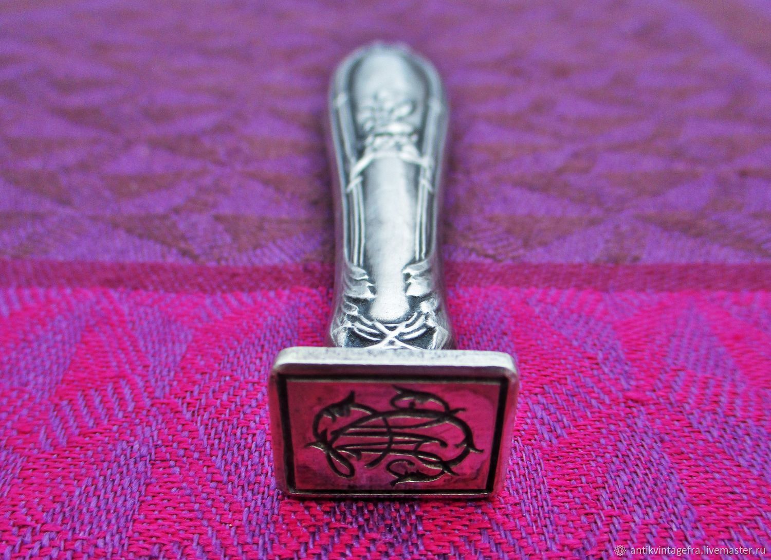 Винтаж: Старинная личная печать для сургуча Rose cеребро Арт Арт нувo ...