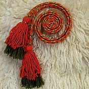 Русский стиль handmade. Livemaster - original item Belt-Marganec red with green. Handmade.