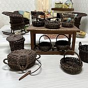 Куклы и игрушки handmade. Livemaster - original item Wicker Chest Basket for Doll House doll Miniature 1:12. Handmade.