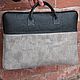 Case notebook and document bag in suede and leather Grey, Case, Moscow,  Фото №1