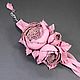 Order Leather Bracelet Dance of Roses Light Pink Handmade with Flowers. ms. Decorator. Livemaster. . Braided bracelet Фото №3