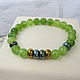 Bracelet made of bright green prehnite and hematite, Rosary bracelet, Moscow,  Фото №1