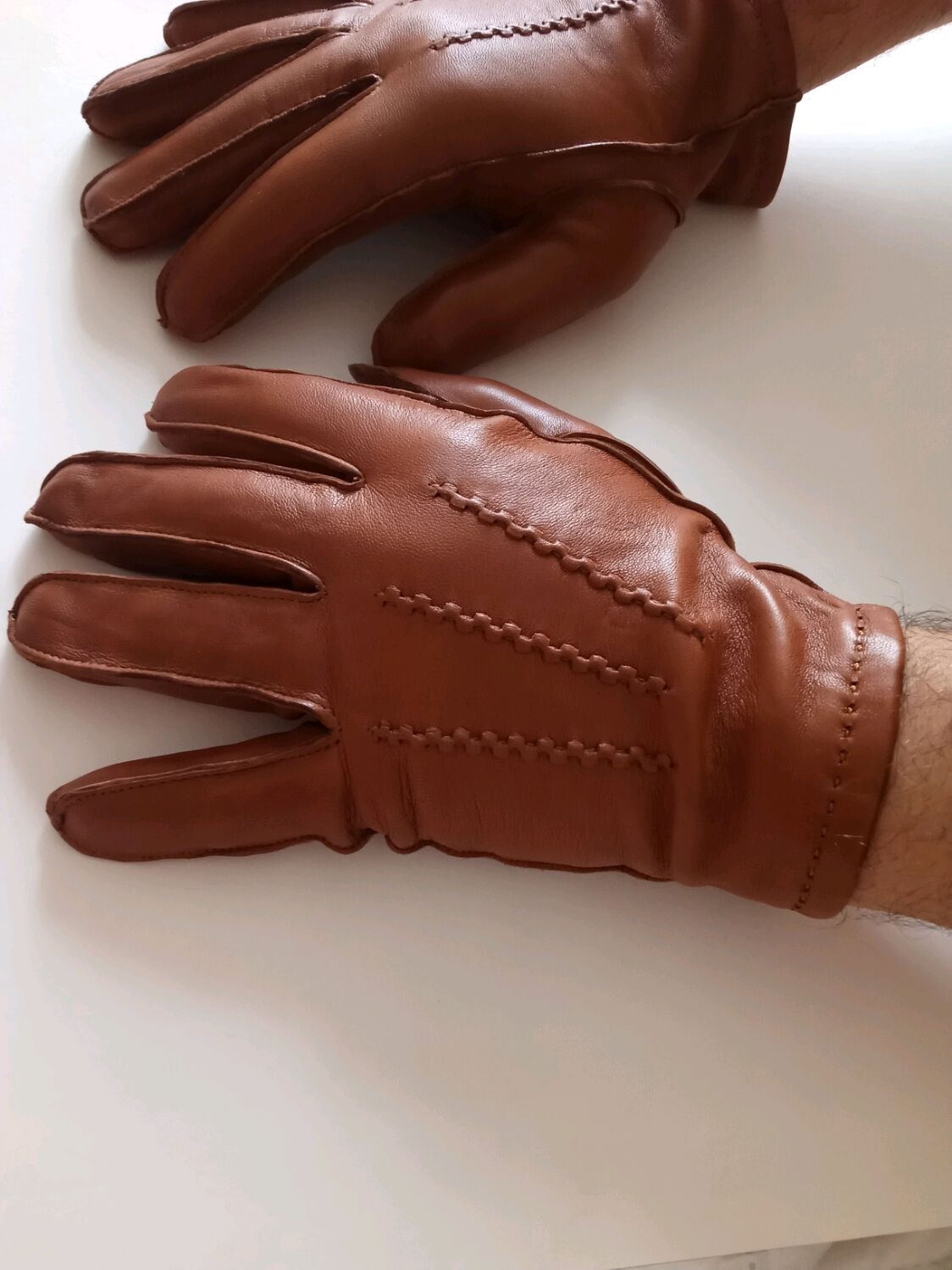 Перчатки рыжие мужские на кашемировом подкладе, Кожа лайка в интернет ...