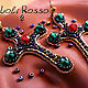 Livemaster.ru Handmade beadwork cross earrings by Loli Rosso. Ручная работа. `Серьги Морриган`, вышивка бисером по коже.