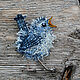 Textile brooch with embroidery Denim chick. Brooches. Heat hands (TeplOlino). My Livemaster. Фото №4