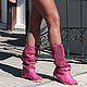 ROMBO crimson / Summer boots with geometric perforation, High Boots, Rimini,  Фото №1