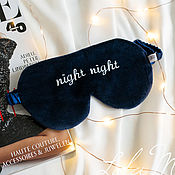 Аксессуары handmade. Livemaster - original item Blue Silk and Velvet Night Night Sleep Mask. Handmade.
