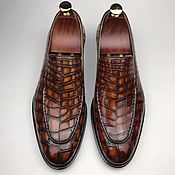 Обувь ручной работы handmade. Livemaster - original item Loafers for men, made of genuine crocodile leather, in brown color.. Handmade.