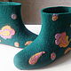 Felted women's boots made of natural wool emerald. Slippers. Saenko Natalya. Online shopping on My Livemaster.  Фото №2