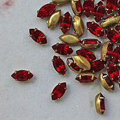 РЕЗЕРВВинтажные кристаллы 15х7мм. стразы в оправе цвет античное золото