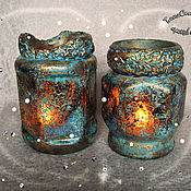 Для дома и интерьера handmade. Livemaster - original item Candlesticks: lamp vase set in antique style TURQUOISE and GOLD. Handmade.