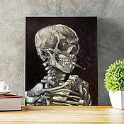 Картины и панно handmade. Livemaster - original item Skull with a burning cigarette, Van Gogh, oil painting on canvas, copy.. Handmade.