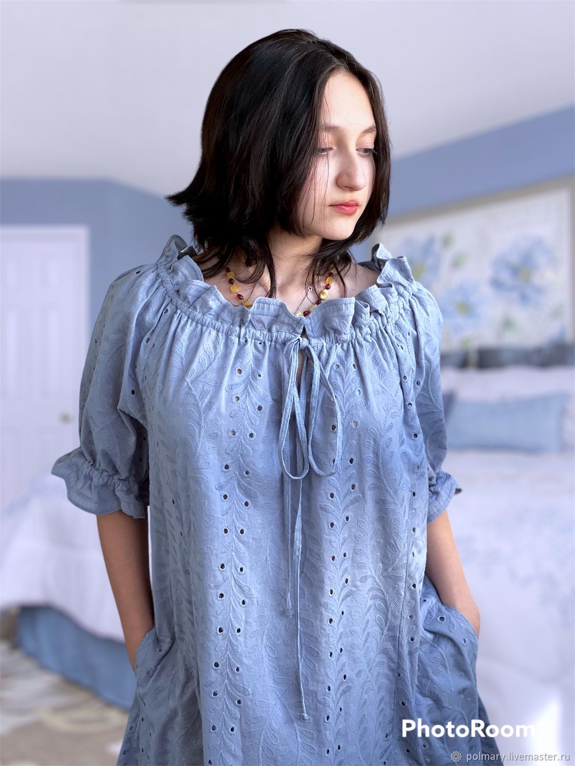 Boho cotton sewing dress with pockets and belt, Dresses, Tashkent,  Фото №1